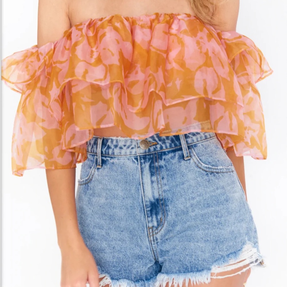 Show Me Your MuMu Pink Ruffled Sleeveless Crop Top